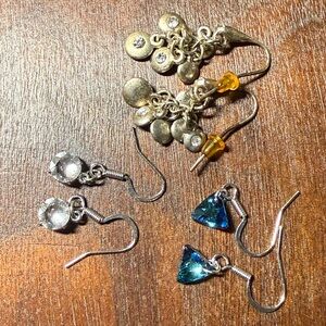 Gold Tone Coin Dangle Earrings with Crystal Accents - Women Jewelry